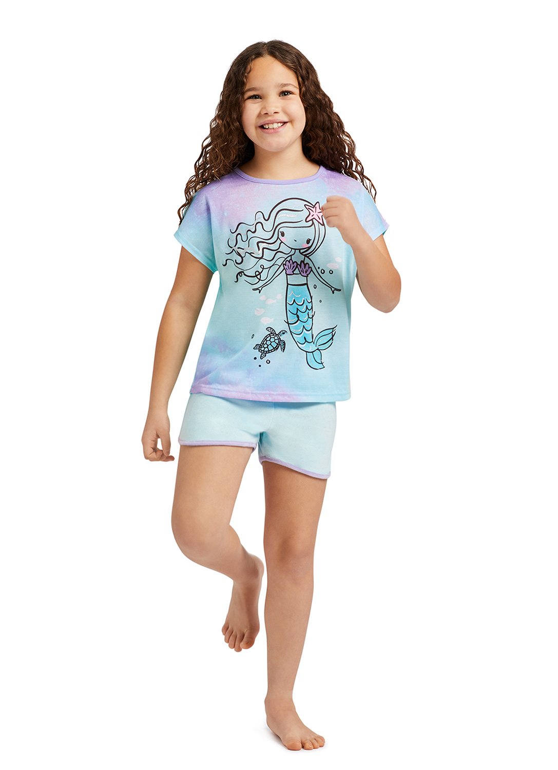 Jellifish Kids, Girls Aqua Cat Pajama Set (Aqua)