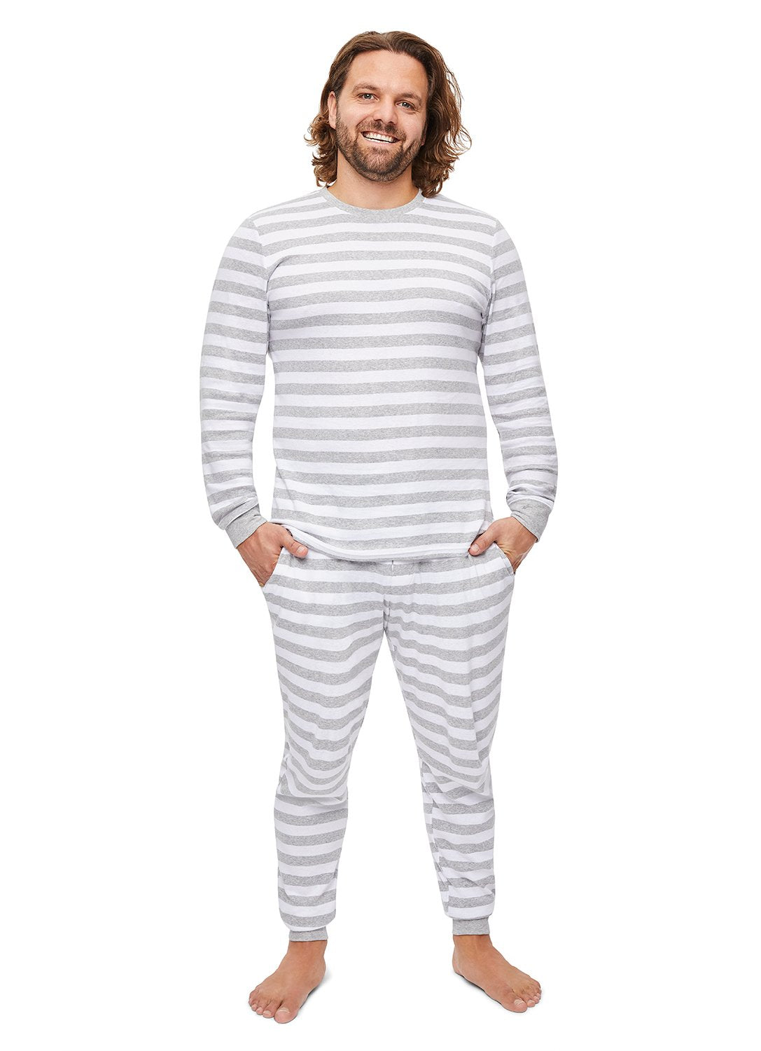 Jammin Jammies | Men's Stripe Family Pajama Set (Grey) | The Cozy Shop