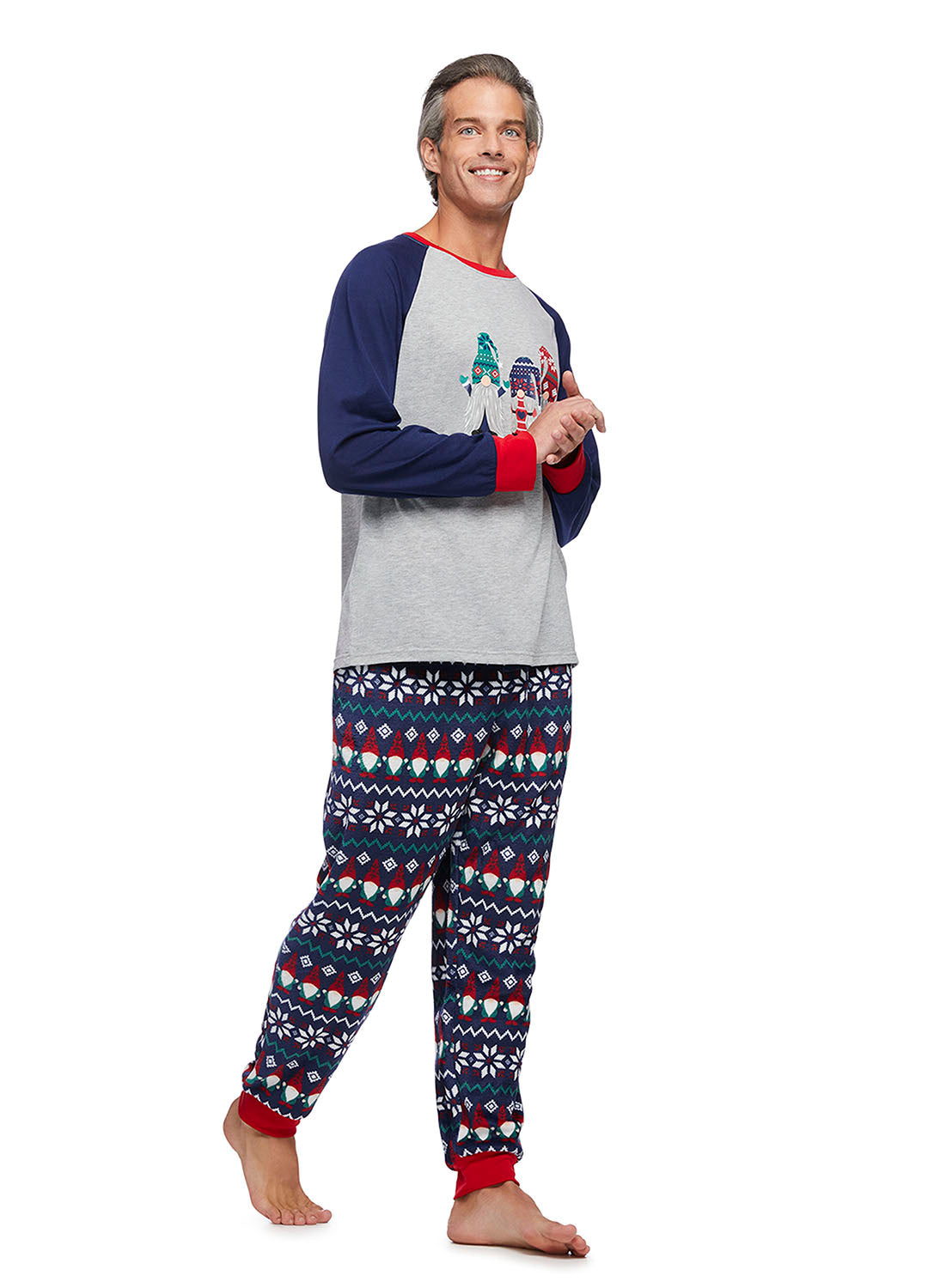 Mens Grey Gnomes Pajama Set