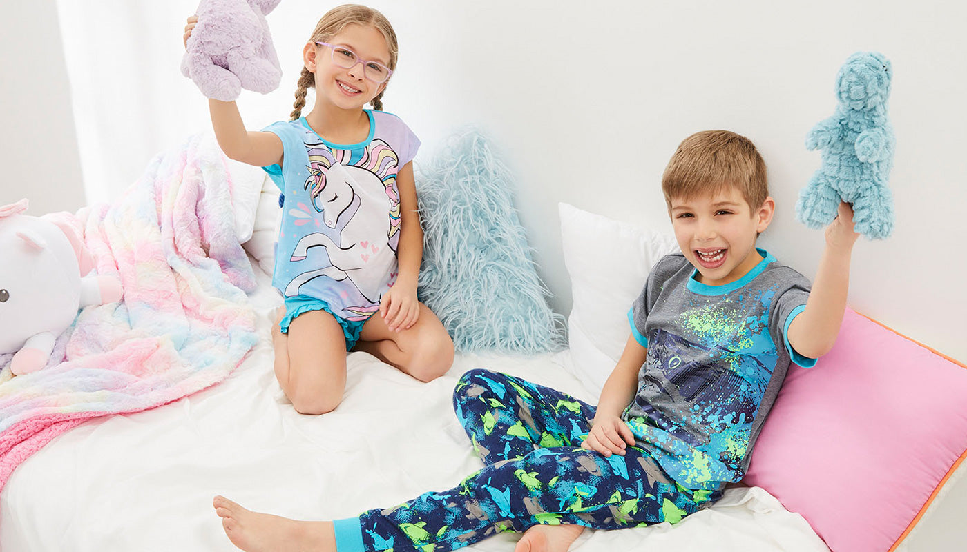Girl and Boy wearing Jellifisn Kids PJs