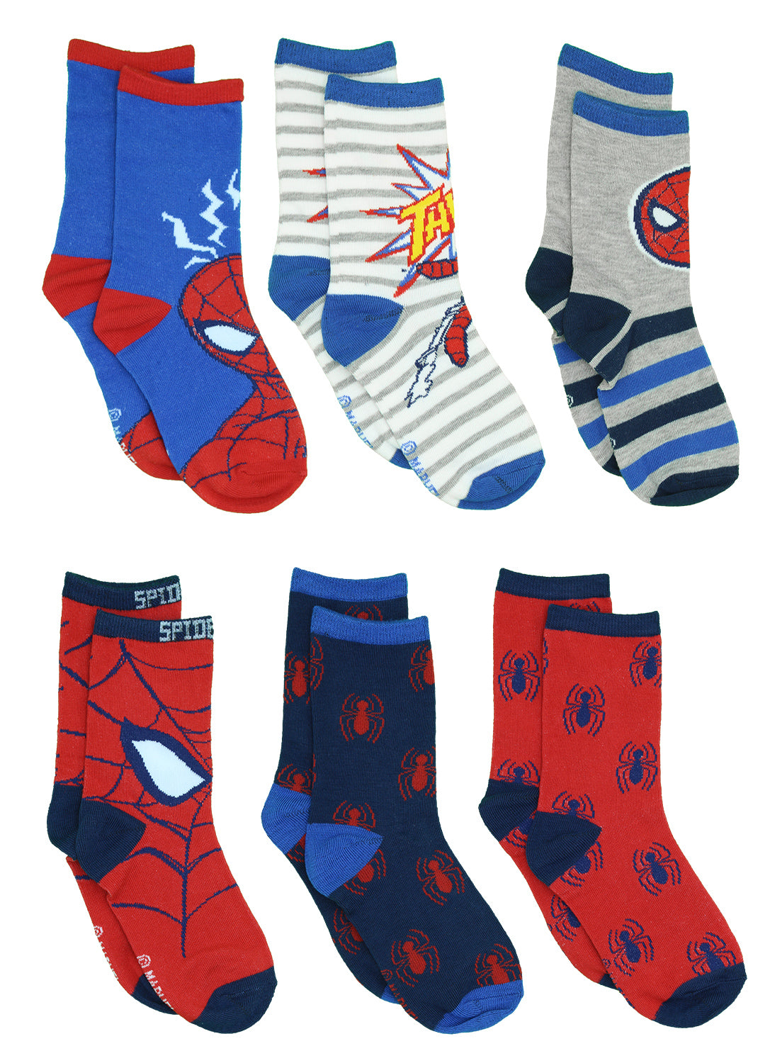 Boys Spider-Man Socks - Retro 6 Pack