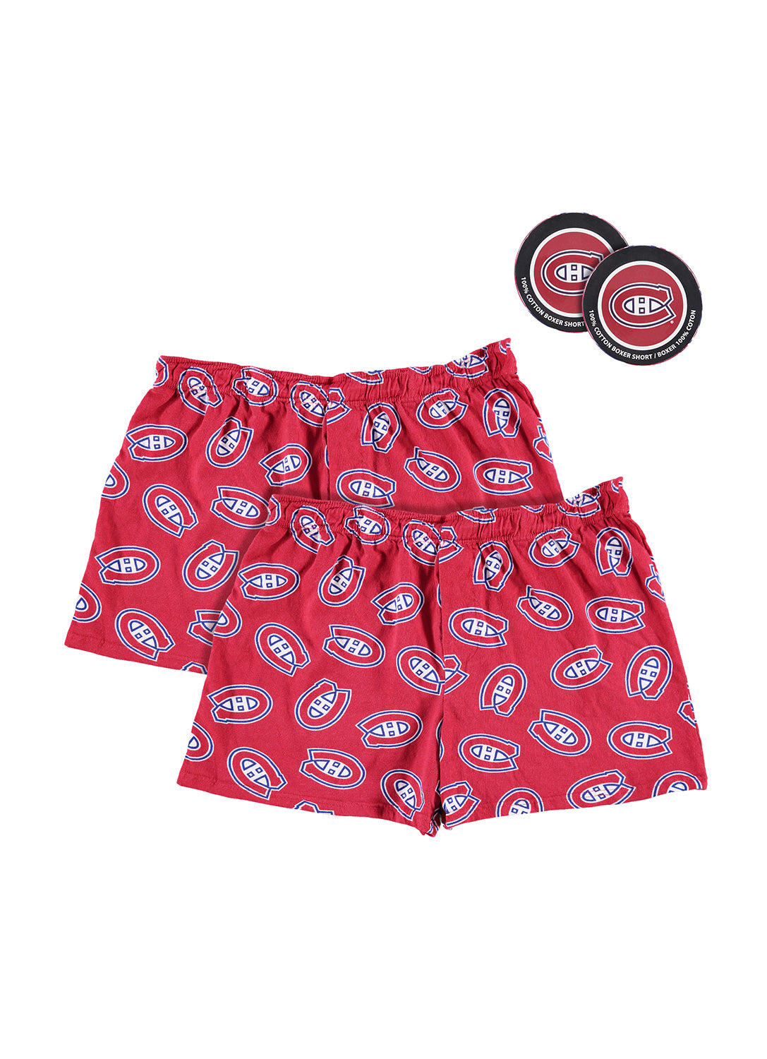 Pair of mens boxers with Montreal Canadiens print (red)