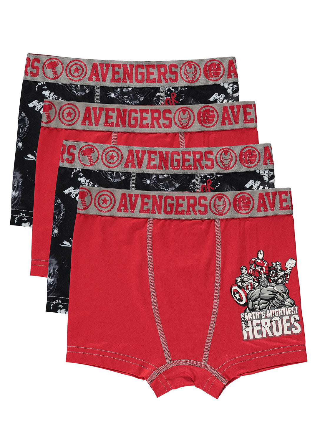 Boys Avengers 4 pack of boxers red and black