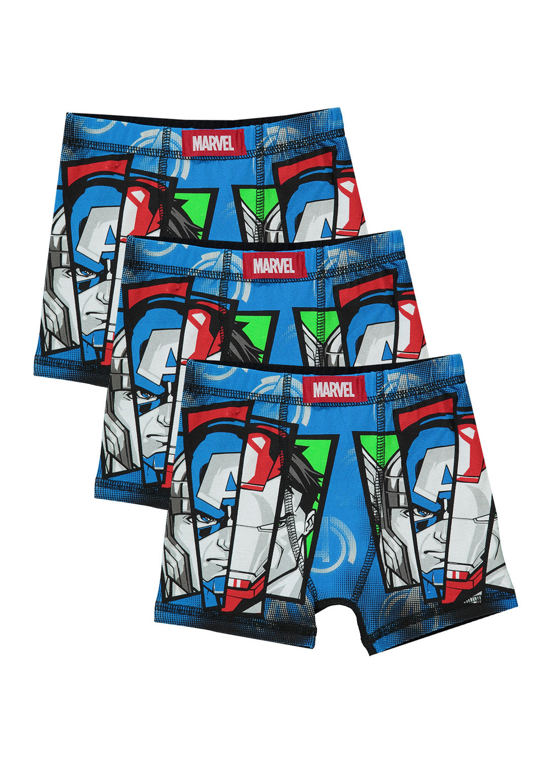 Boys trunks  set of 3 with a colorful design of several Avengers characters