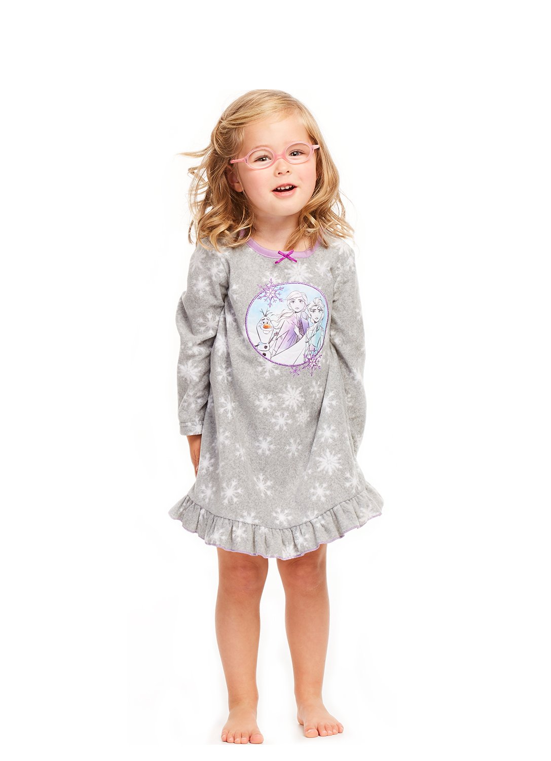 Little Girl wearing Frozen 2 Gray Sleep Gown