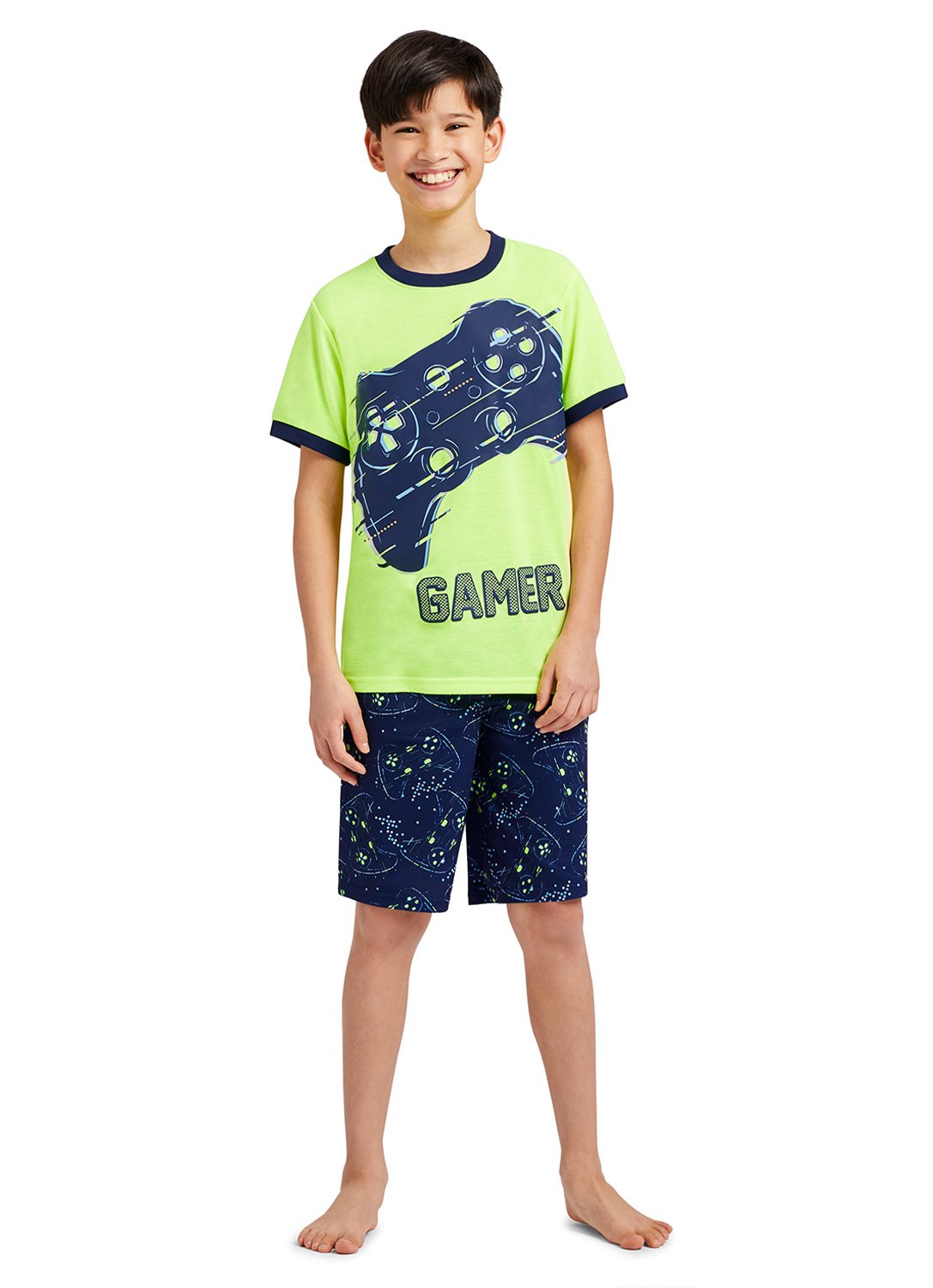 Boy wearing Gamer Print Top & Shorts
