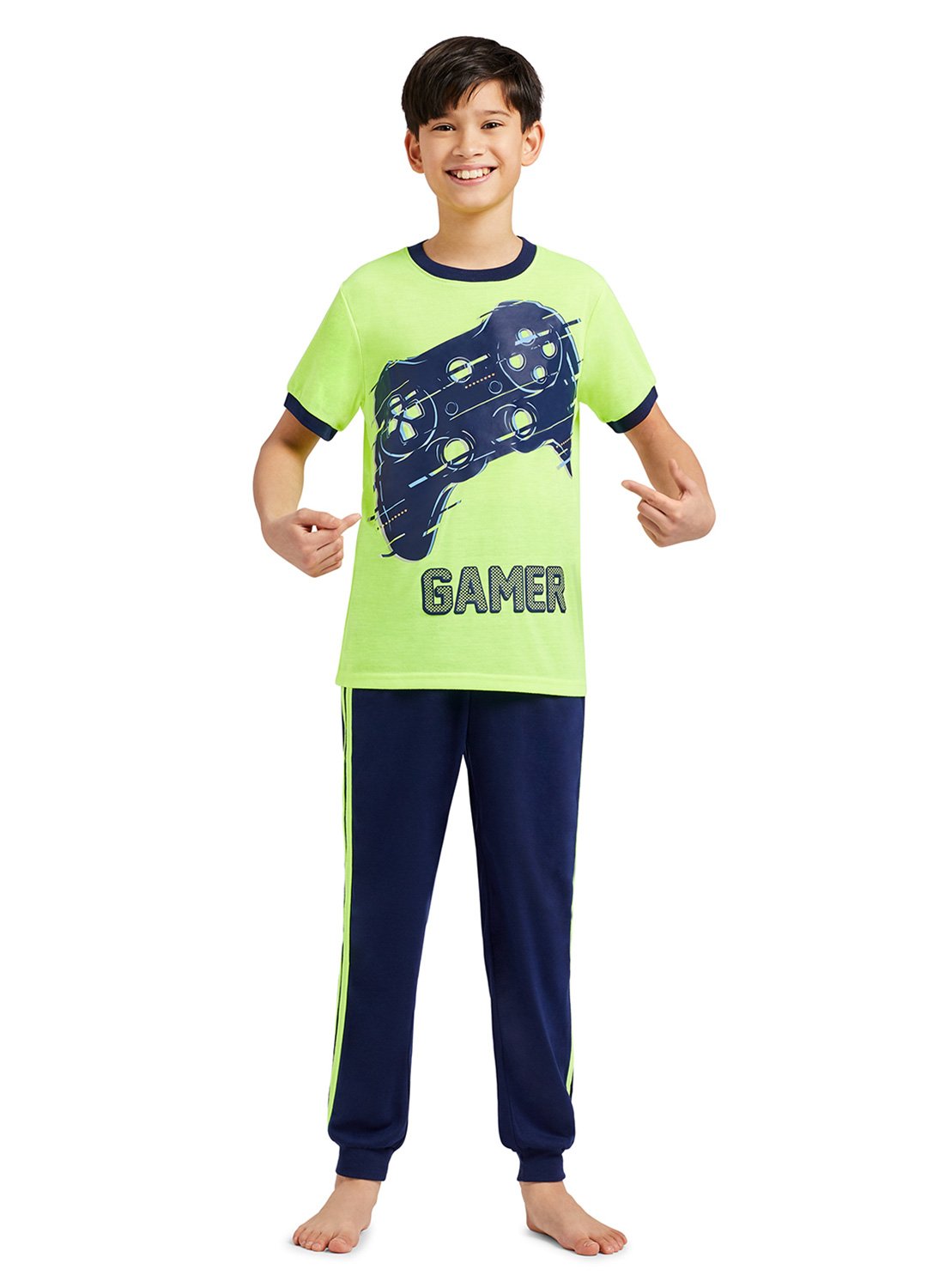 Boy wearing Gamer Print Top & Jogger Pants