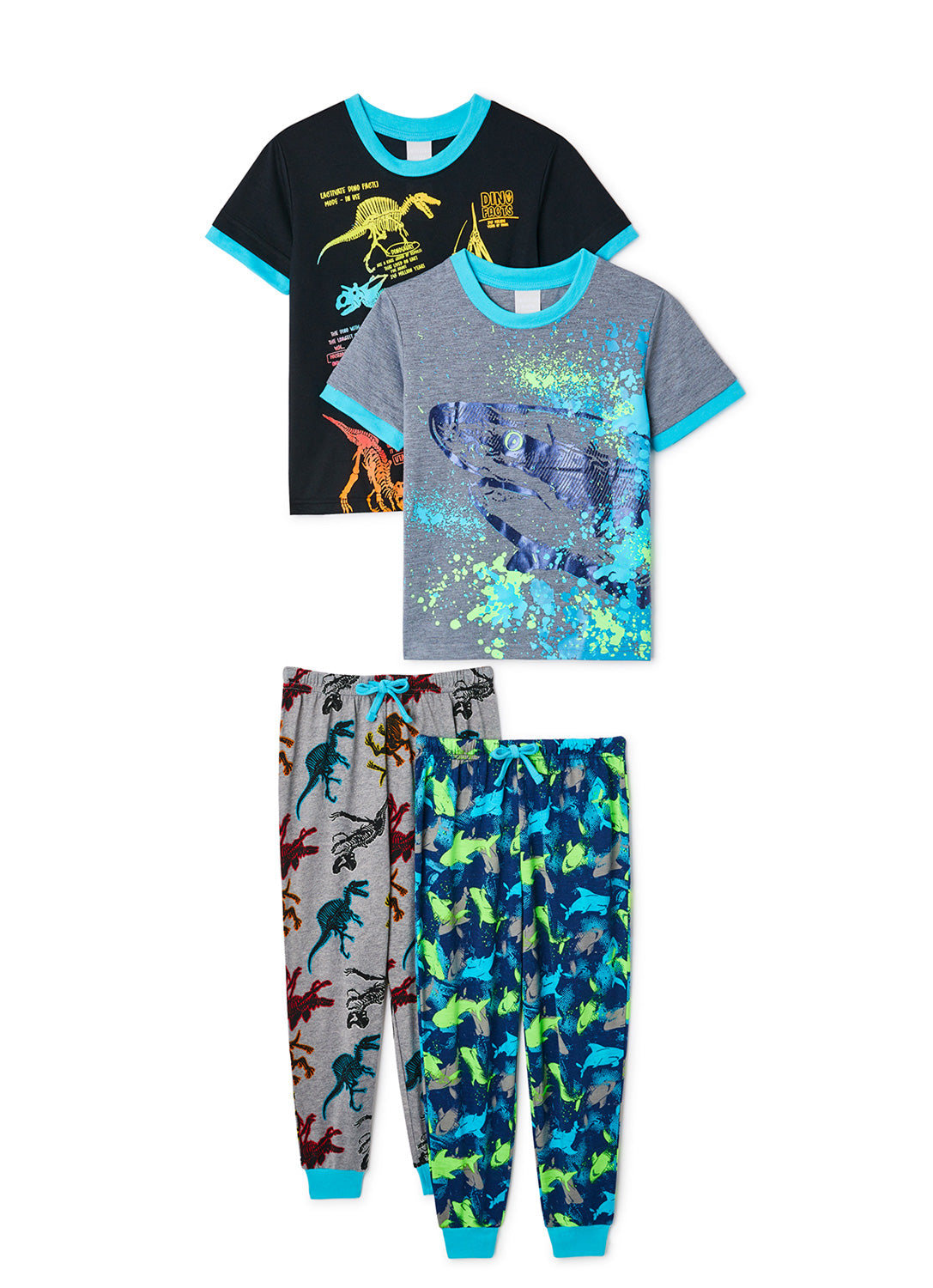 Flat shot 2 Pajama set Dino/Shark, t-shirt with print and pants with print 