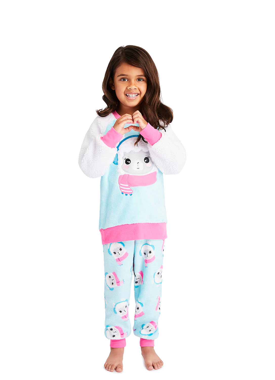 Girls Aqua Llama Pajama Set