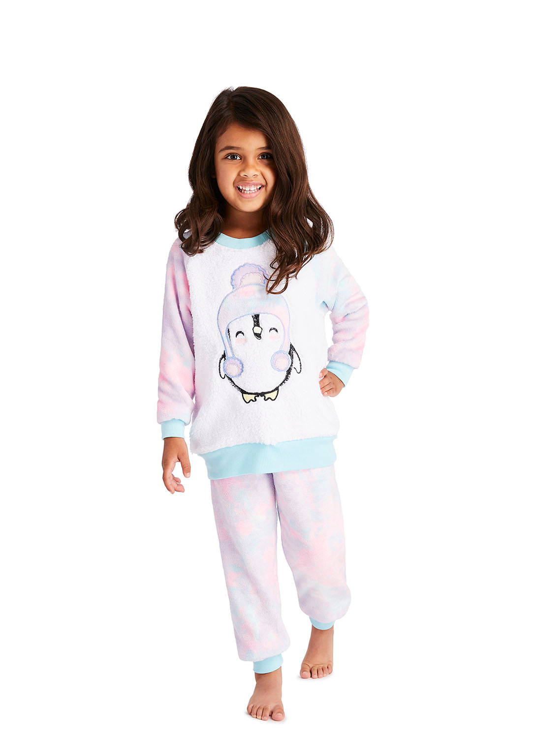 Girls Aqua Penguin Pajama Set