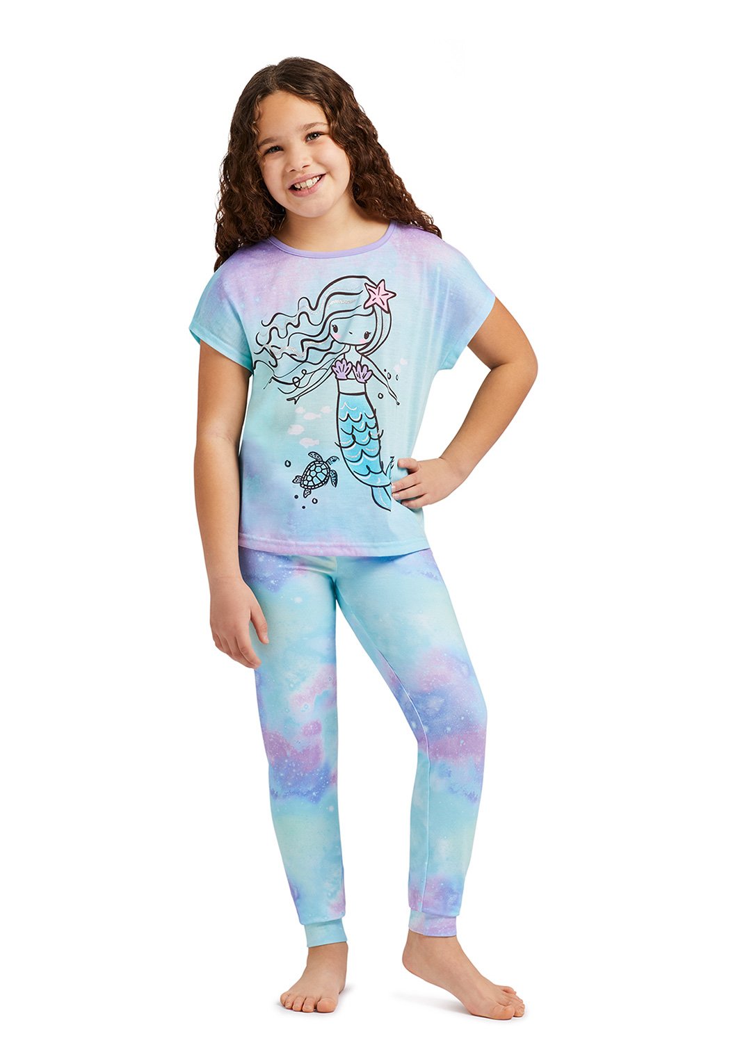 Girl wearing Aqua Mermaid Top, Jogger Pants