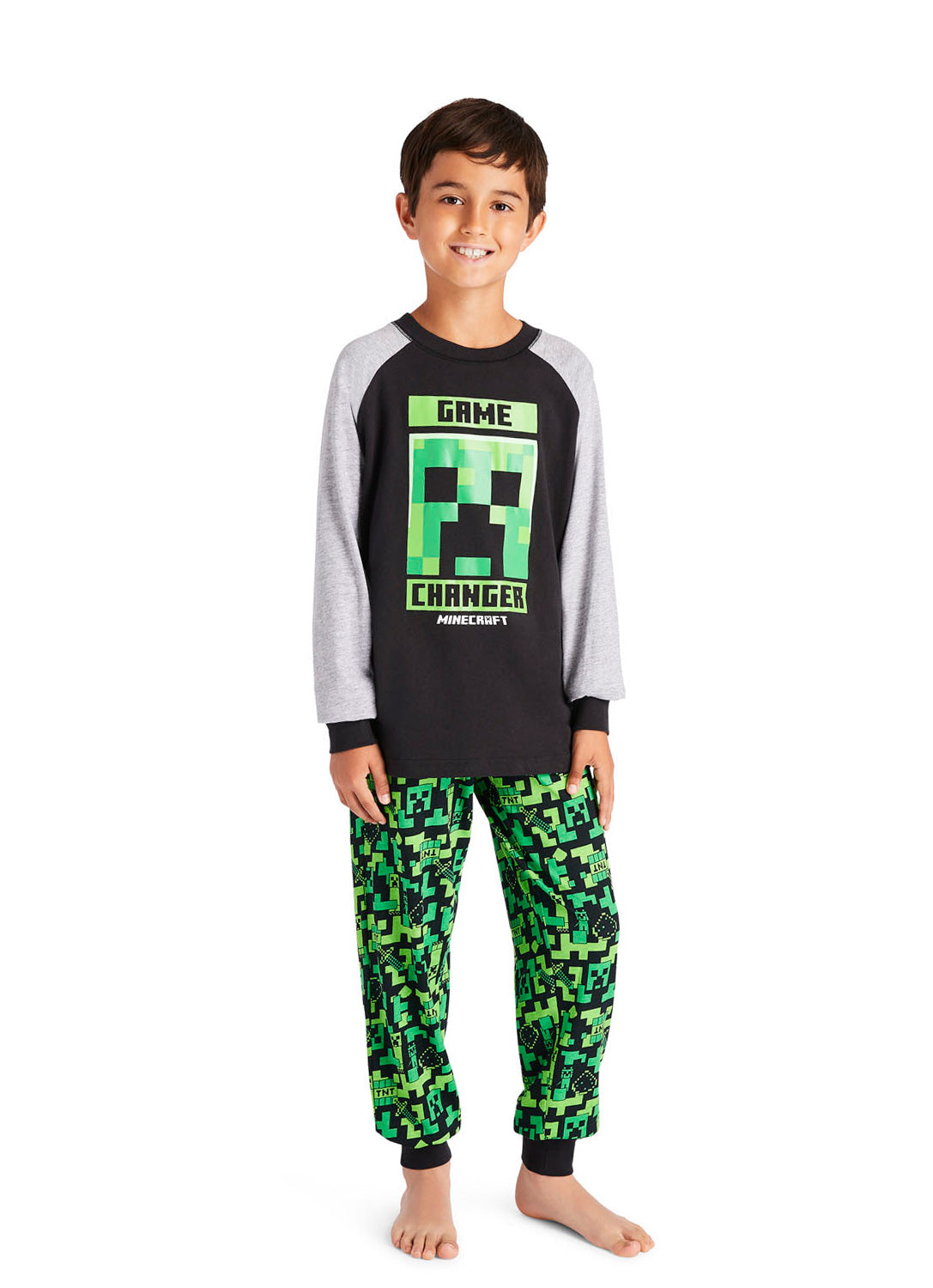 Boy wearing Minecraft print Pajama Set 