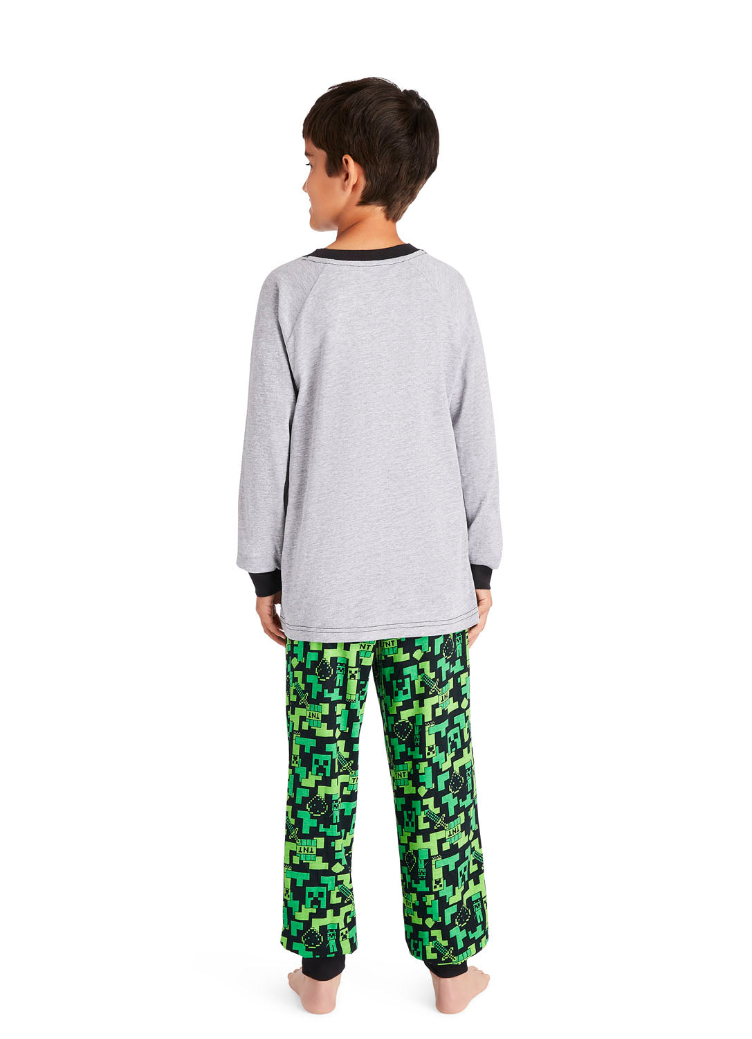 Back view Boy wearing Minecraft print Pajama Set