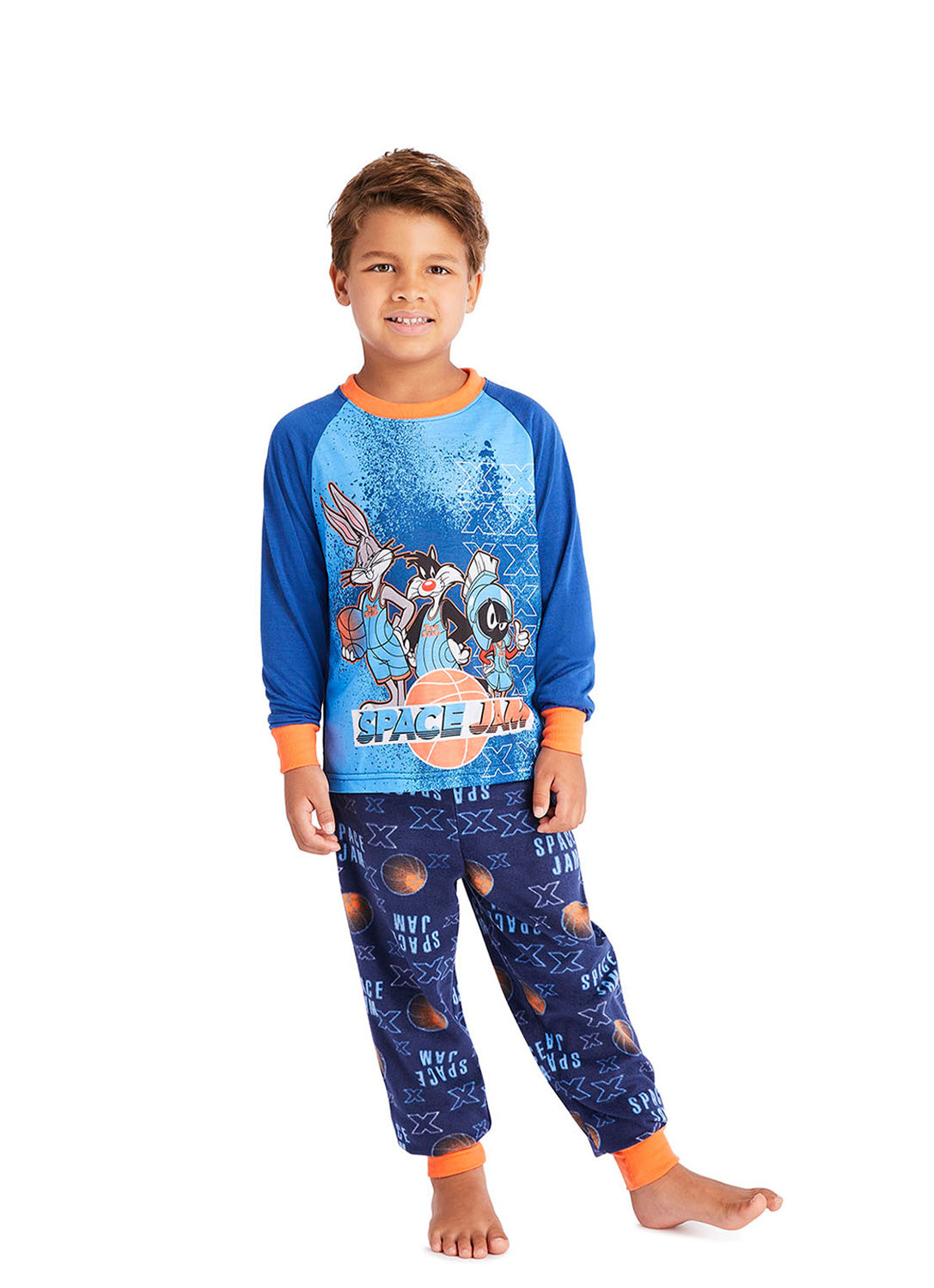 Boy wearing Space Jam 2 Pajama Set (Blue)