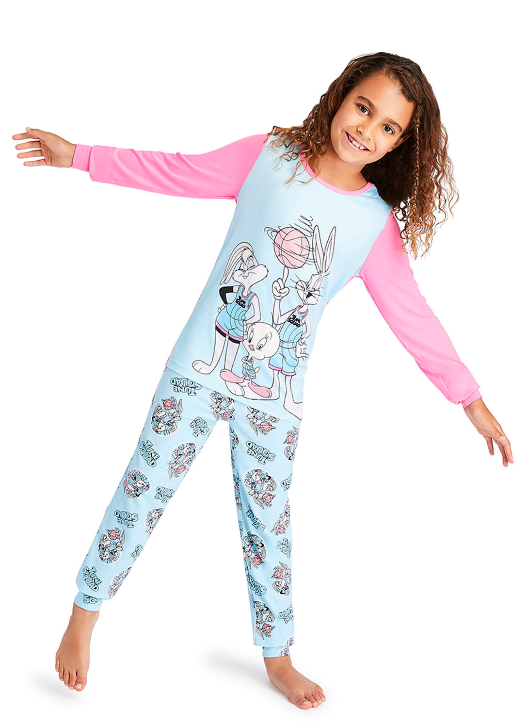 Fun Girl wearing Space Jam 2 Pajama Set