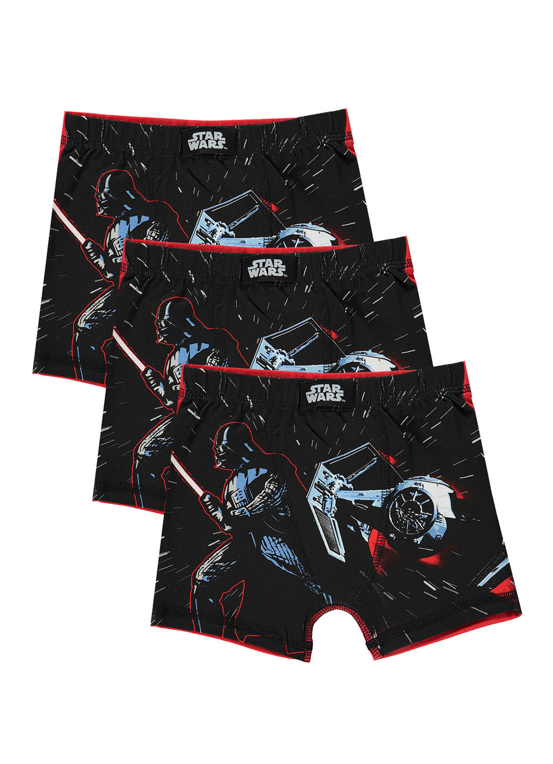 3 Boys Black Boxers with Star Wars print