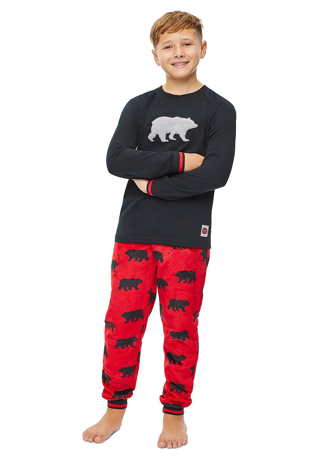 Garçons Noir Bear Famille Sleepwear Pajama Set