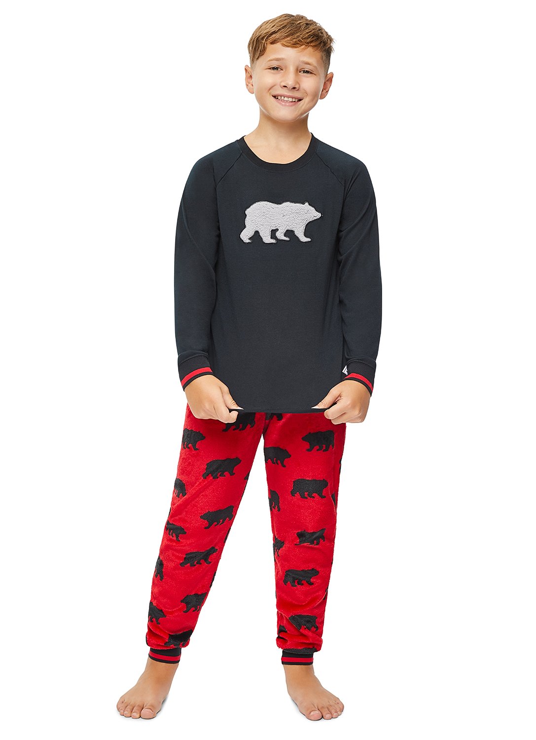 Garçons Noir Bear Famille Sleepwear Pajama Set