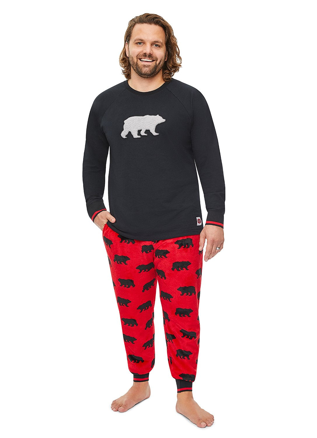 Mens Black Bear Family Sleepwear Pajama Set