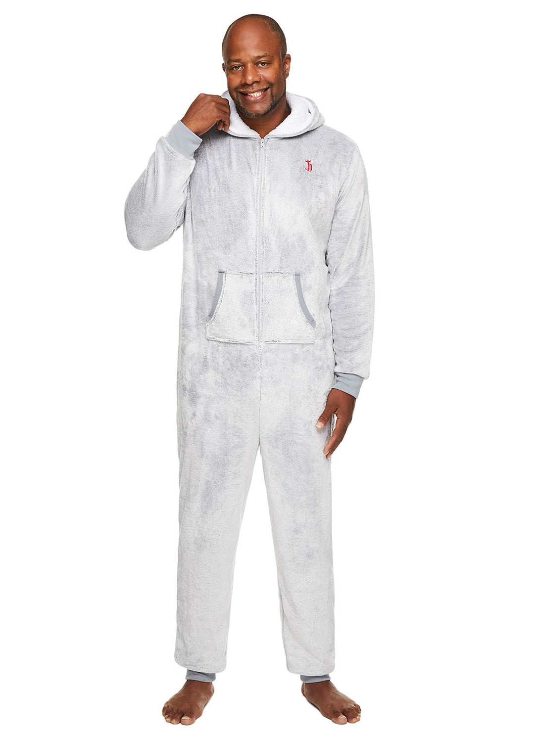 Man wearing Grey Reindeer Sleepwear Onesie