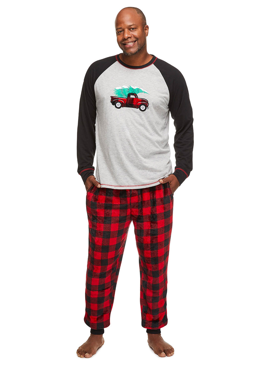 Man wearing Red Truck Sleepwear Pajama Set