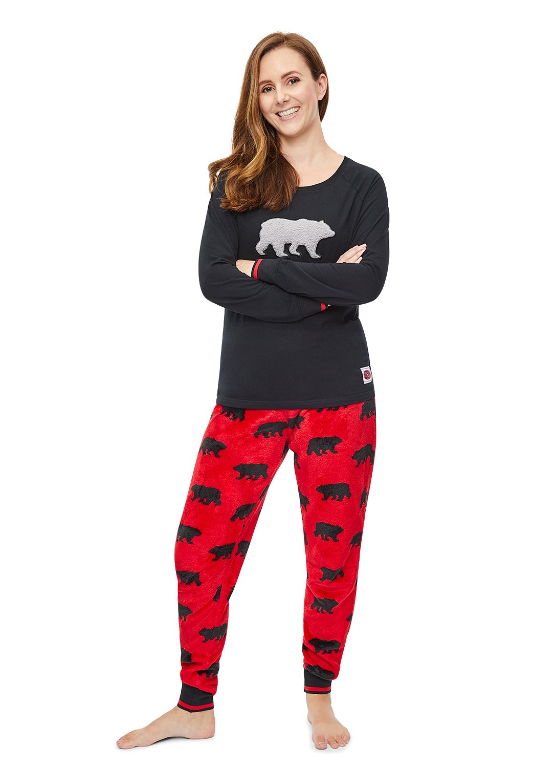 Womens Black Bear Family Sleepwear Pajama Set