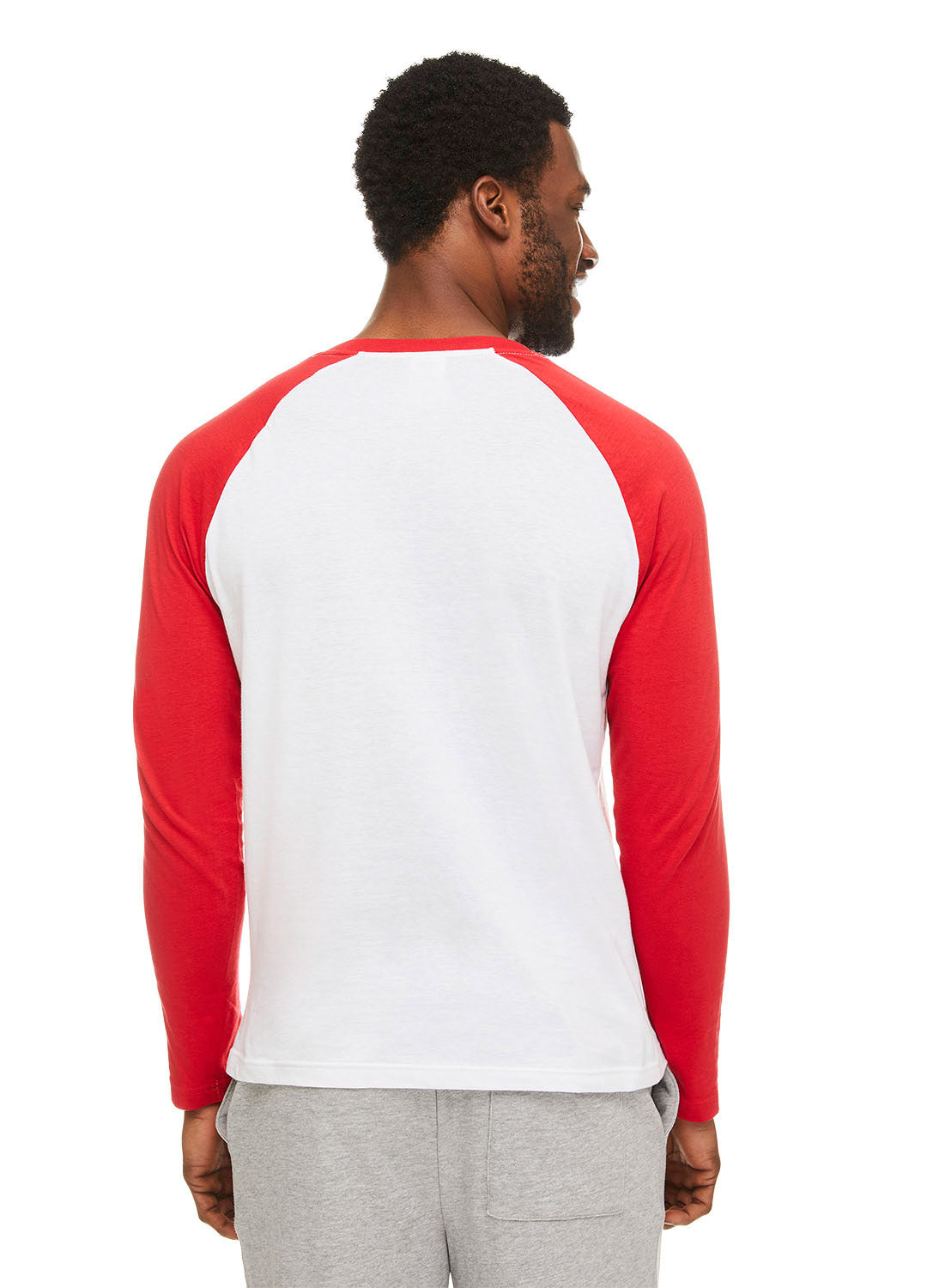 Back view Men wearing Canadiens Sleep Shirt (white and red)