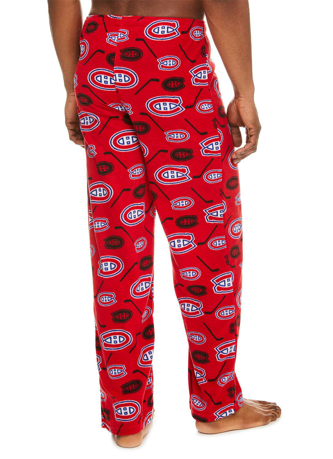 Back view Man wearing Sleep Pant Canadiens print logo (Red)