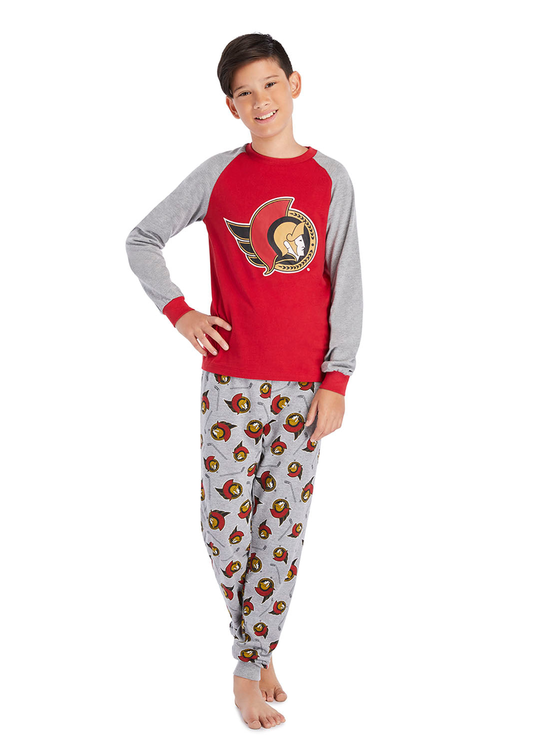 Boy wearing Ottawa Senators Pajama Set