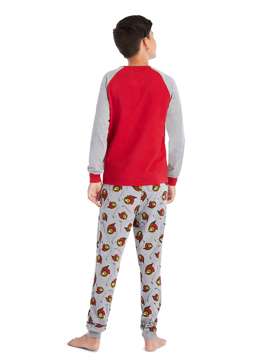 Back view Boy wearing Ottawa Senators Pajama Set