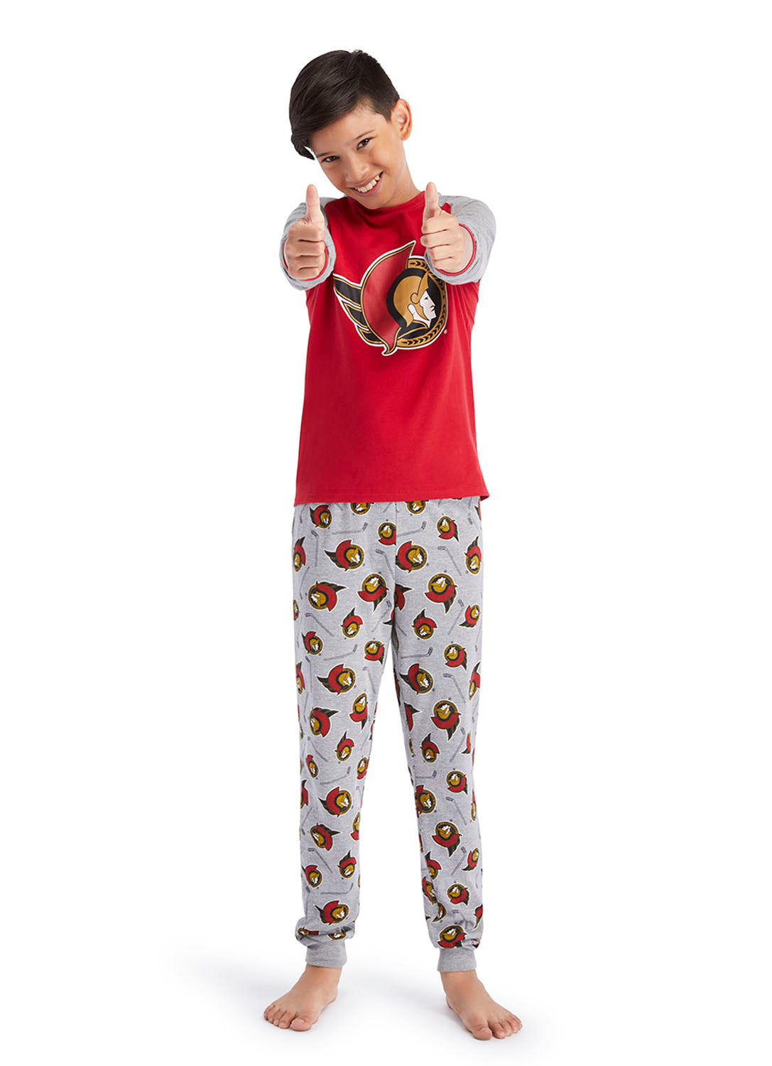 Fun Boy wearing Ottawa Senators Pajama Set