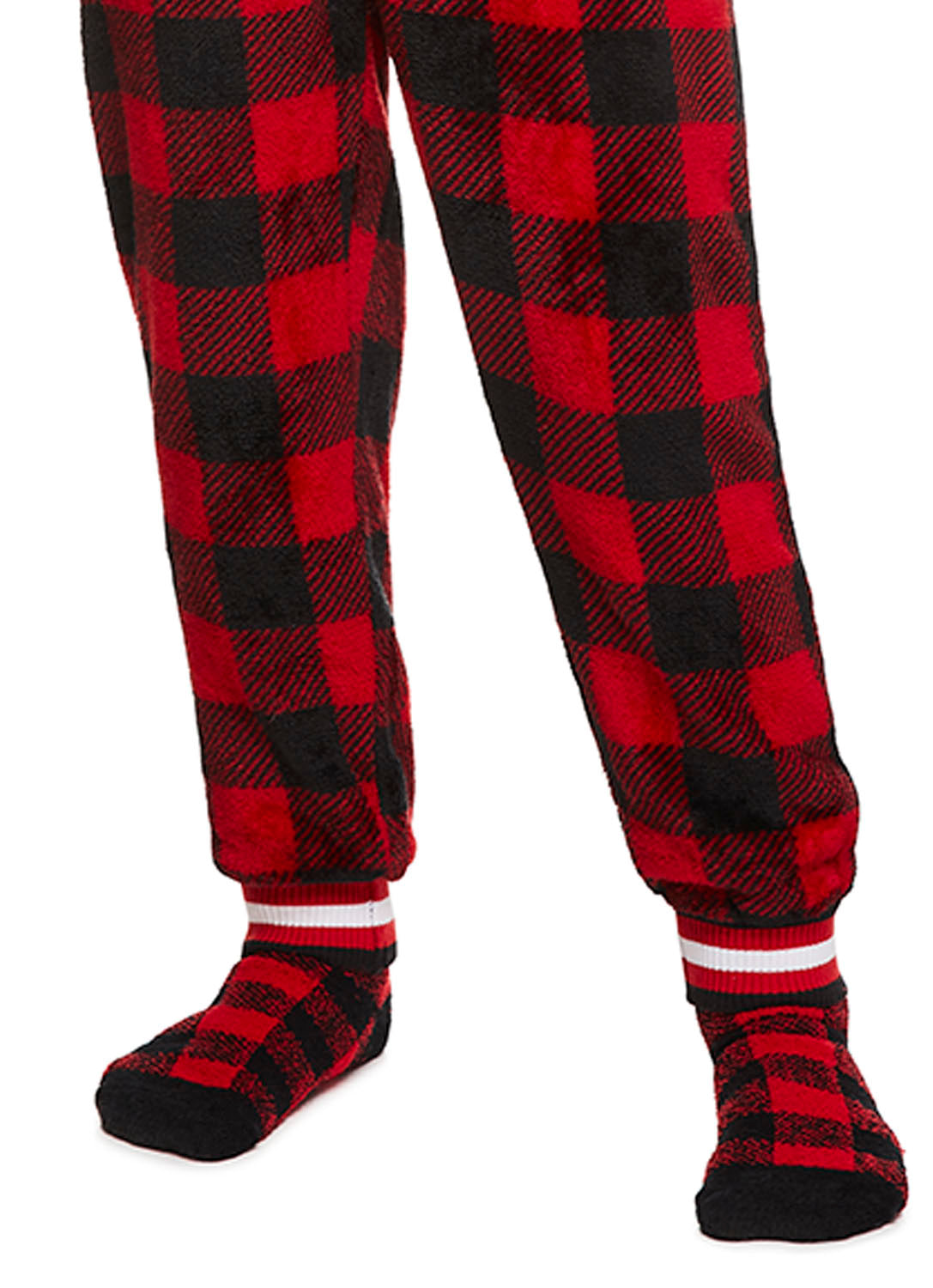 Unisex Kids Red Plaid Family Sleepwear Socks