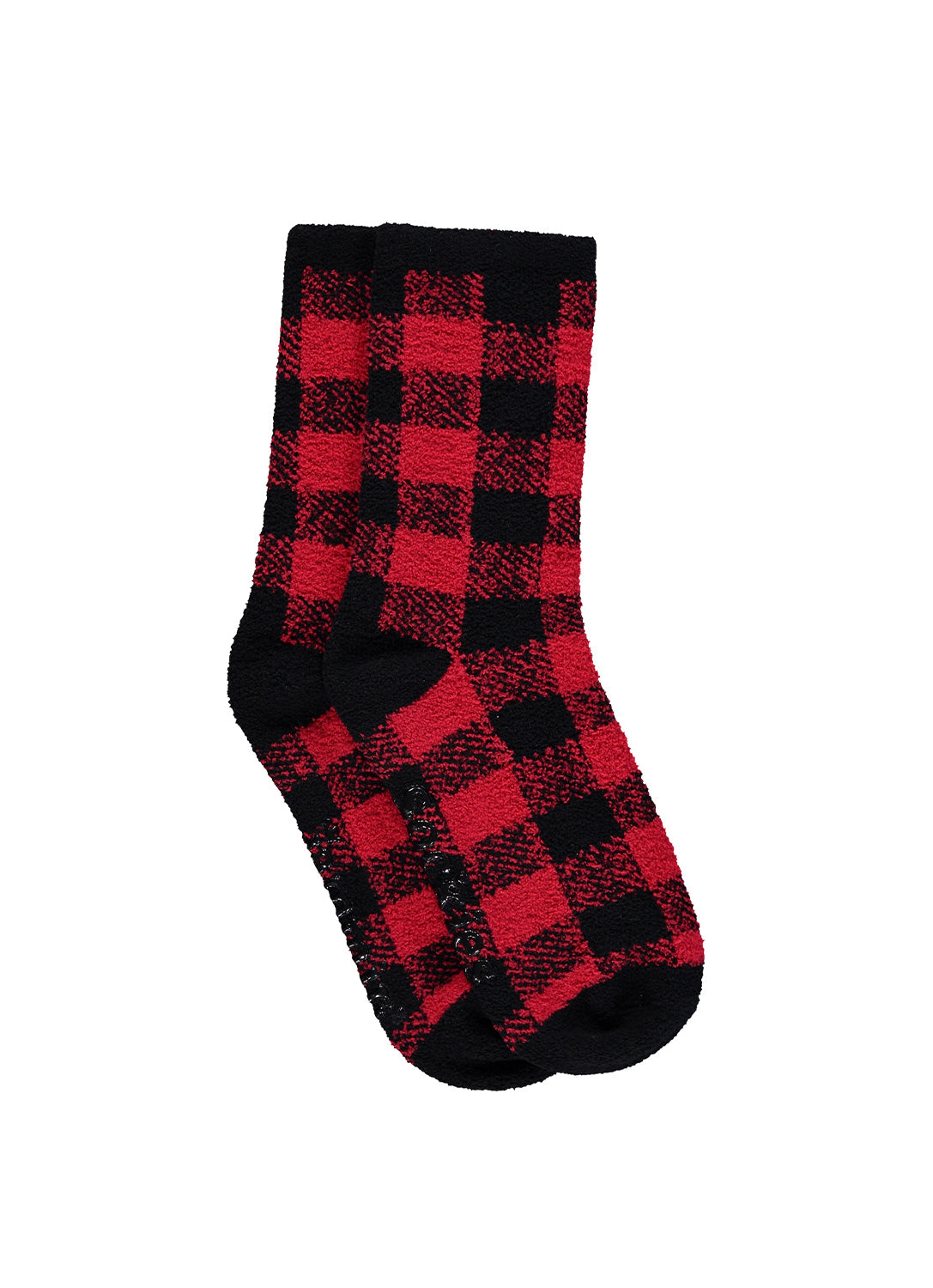 Womens Red Plaid Family Sleepwear Socks