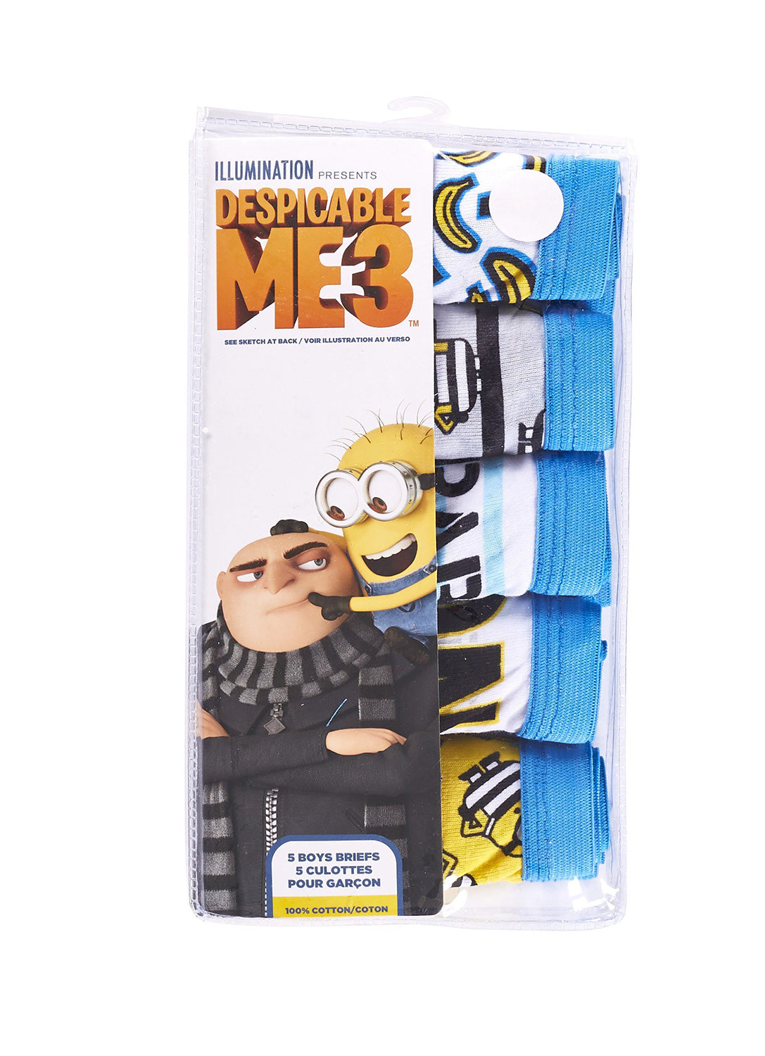 5 Cotton Underwear package for Boys with Despicable Me prints