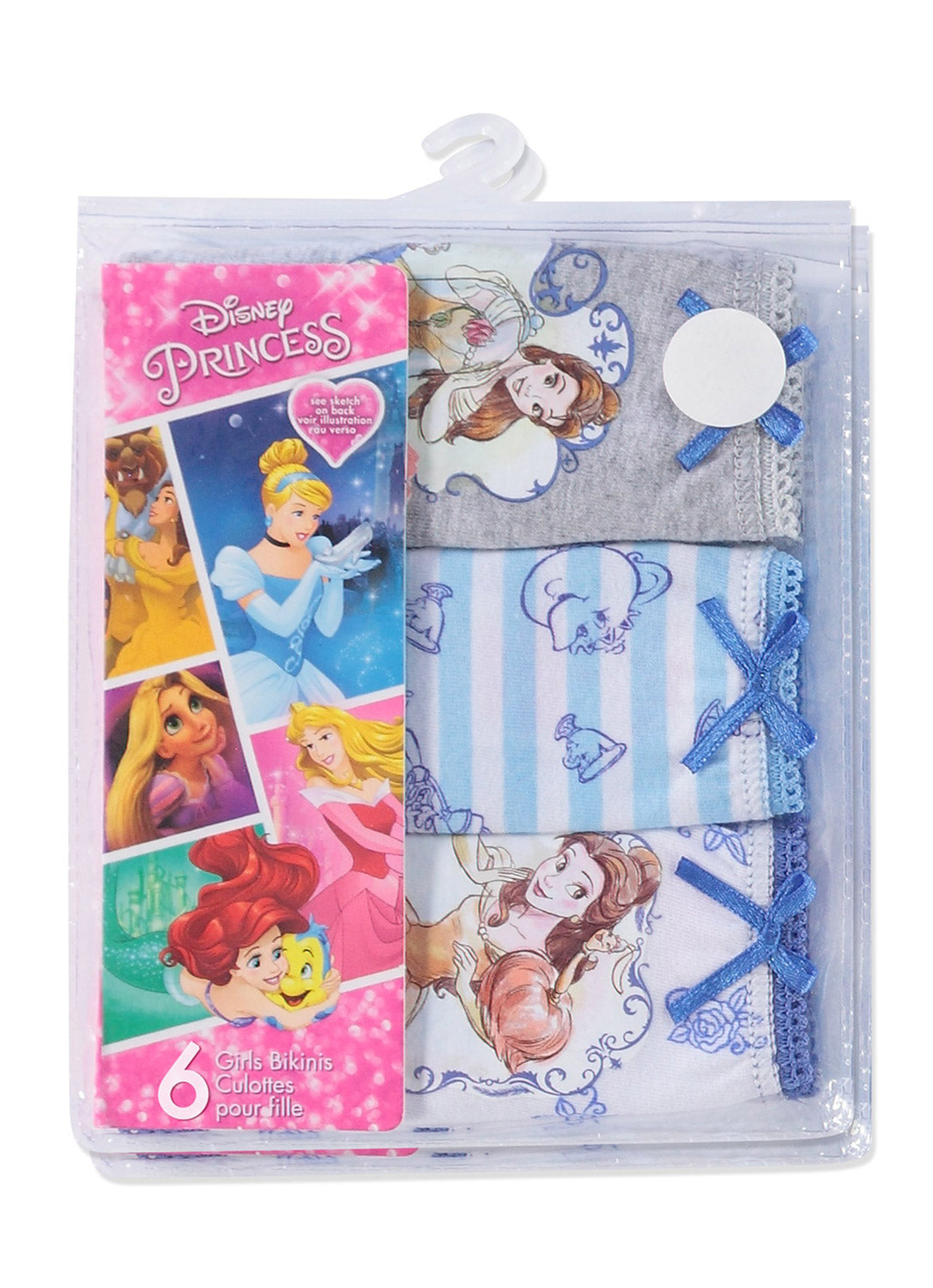 Package with 6 Girls Underwear Princess in 3 colours