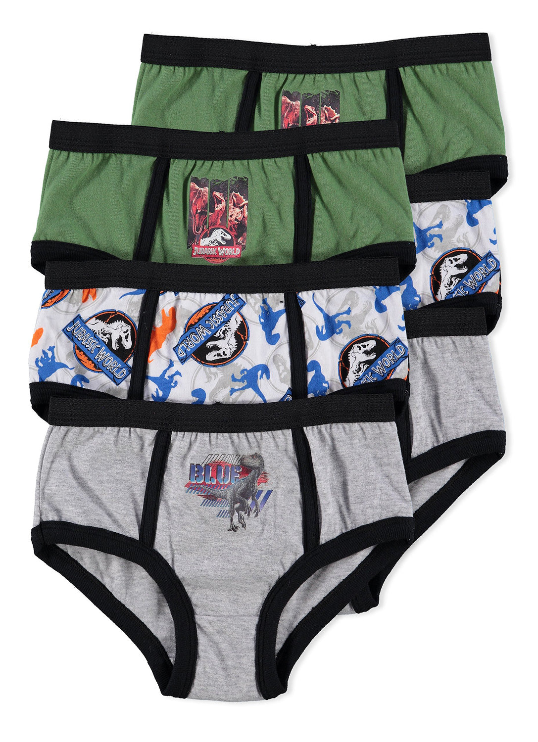 6 Underwear briefs for Boys in 3 colours with Jurassic World 2 prints